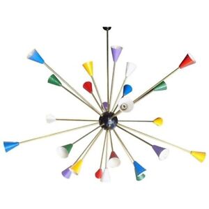 Riesig Jahrhundertmitte Mehrfarbig Sputnik Kronleuchter IN Die Stil Von Stilnovo