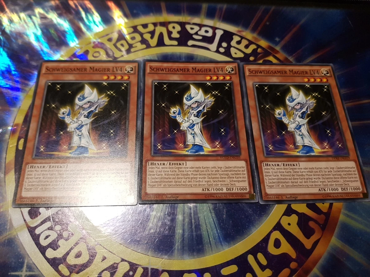 Yugioh Karte Schweigsamer Magier LV8 Ultra Rare – YGLD-DEC04, Deutsch, Mit Cardboard Guard