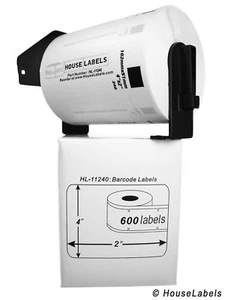 Non-OEM Fits BROTHER DK-1240 Labels (4" x 2") - (6) Rolls of 600 + (1) FRAME - Picture 1 of 7