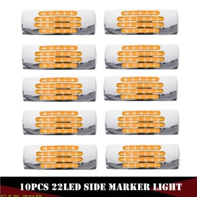 10x 22 LED Ámbar Camión Luces Marcadoras Laterales Liquidación Cromo para Freightliner 12V Foto 1 de 4