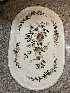 Vintage belgisches ovales Deckchen Blumendesign Ambrosius Kunst Bettwäsche 22”x14” - Bild 1 von 6