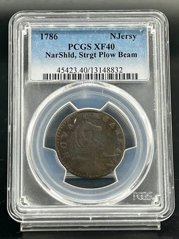 1786 NJersy COPPER NarShld, Strgt Plow Beam PCGS XF40 Cover