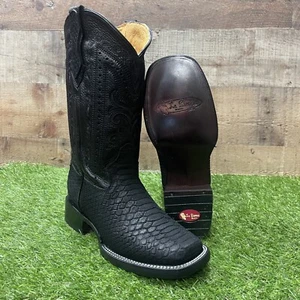 Big Boys Cowboy Boots Youth Leather Square Toe Boots in Black Bota de Nino 725 - Picture 1 of 8