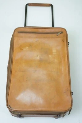 Hartmann Limited Edition Tan Belting Leather Carry On Rare Luggage On Wheels 22" - Image 1 of 4
