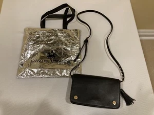 NEW David Jones Black Faux? Leather Shoulder Cross Body Bag - Picture 1 of 10