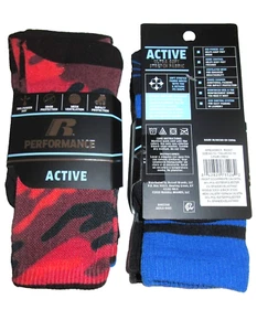 6 Pairs Boys Russell Performance Dri-Power Odor Protection Cushioned Crew Socks - Picture 1 of 5
