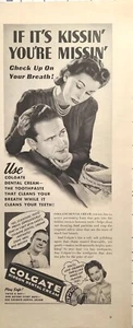 Anuncio impreso vintage 1942 Segunda Guerra Mundial Colgate crema dental pasta de dientes dientes aliento dentista - Imagen 1 de 2