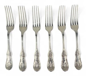 (6) Tiffany & Co. 7 Zoll Abendessen Gabeln Saratoga Muster - Bild 1 von 5