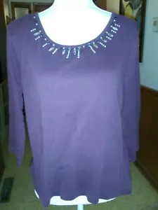 Jane Ashley Mujer Talla XL Granate Profundo Mangas Largas Bling en el Cuello 21 1/2"" L 20"" B - Imagen 1 de 6