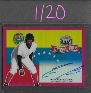 2018 Leaf Metal RONALD ACUNA National Pride Pink Prismatic Auto RC 1/20 Braves - Picture 1 of 1