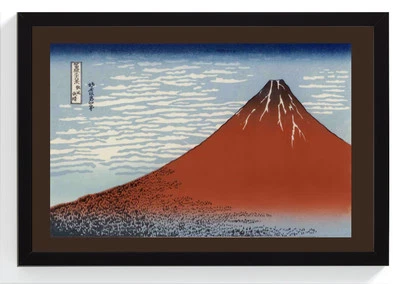 AKAFUJI roter Fuji auf Japanpapier Passepartout Rahmen 30 x 20 Japan Wand-Deko - Bild 1 von 4