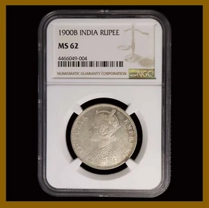 British India 1 Rupee, 1900 (B) Bombay NGC MS 62 Queen Victoria 4466049-004 - Picture 1 of 2