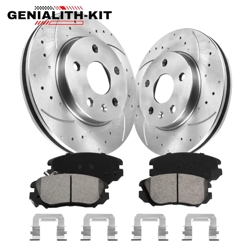 Front Drilled Rotors + Ceramic Brake Pads for Buick LaCrosse Regal Chevy Malibu Foto 1 de 4