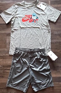 NWT Nike Boys YLG Gray/Orange/Teal BASEBALL Dri-Fit Shorts Set Large - Picture 1 of 4