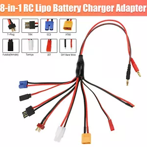 8 IN 1 RC Lipo Battery Charging Multi Charger Plug Connector Adapter Lead Cable - Picture 1 of 8