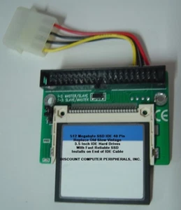 512 Megabyte SSD Replace Worn Out Vintage 3.5" IDE Drives with 40 PIN IDE CF SSD - Picture 1 of 1