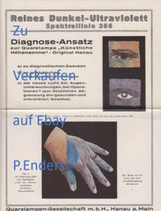 Künstliche Höhensonne Original Hanau, historische Prospekt. Ultraviolett 366 nm - Bild 1 von 4