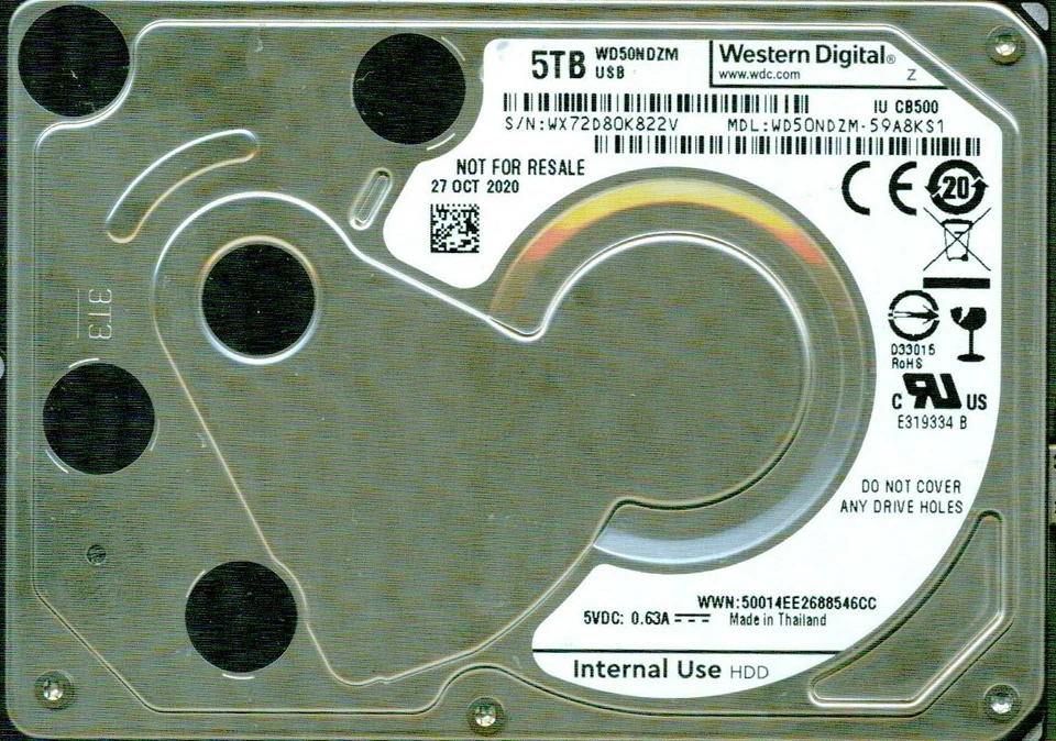 WD50NDZM-59A8KS1 Western Digital 5TB USB C WX OCT 2020  - Image 1 of 1