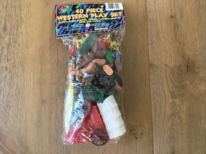 Imperial 40 Piece Western Playset Cowboys Indians Wagon Canoe Horses Tepee New - Picture 1 of 4