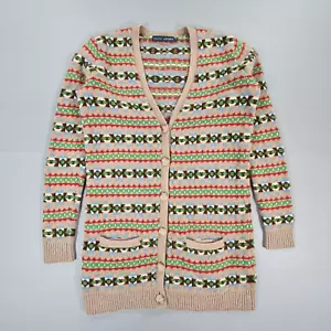 Ralph Lauren Womens Cardigan Brown Small Native Aztec Cashmere Wool Knitted - Picture 1 of 8