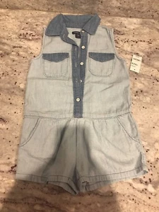 Bnwt Girls Gap Kids Denim Romper Size 4 - Picture 1 of 4
