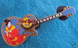 YOKOHAMA JAPANESE GEISHA GIRL BLUE GIBSON LES PAUL GUITAR 04 Hard Rock Cafe PIN - Picture 1 of 1