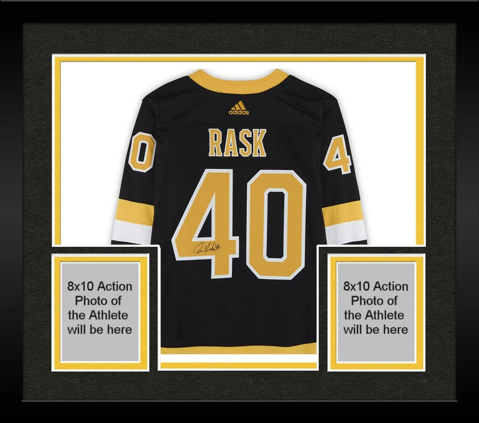 Camiseta deportiva Adidas alternativa negra firmada por Tuukka Rask Boston Bruins auténtica enmarcada Foto 1 de 4