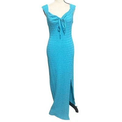 Free People FP Beach Eleni Bodycon Maxi Dress Sz Small Aqua Blue - Image 1 of 4