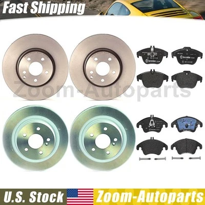 Kit de rotores traseiros dianteiros e pastilhas metálicas para Mercedes-Benz C300 Brembo 2013 2014 - Imagem 1 de 4
