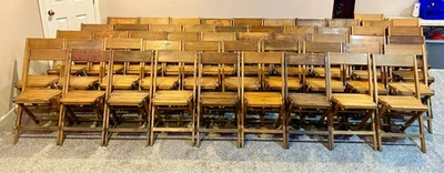 Classic Vintage Wood Folding Chairs Mid Century Modern (Lot of 50) Free Shipping - Image 1 of 4