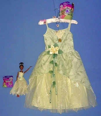Disney Tiana costume dress girls 6-6X-New Tiara/costume jewelry-posable doll-LOT - Image 1 of 4