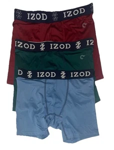 3 Izod Sport Stretch Poly Spandex Boxer Briefs - Sz. M, Burgundy, Forest, Blue - Picture 1 of 2