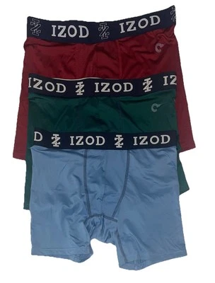 3  Izod Sport Stretch Poly Spandex Boxer Briefs - Sz. M, Burgundy, Forest, Blue - Image 1 of 2