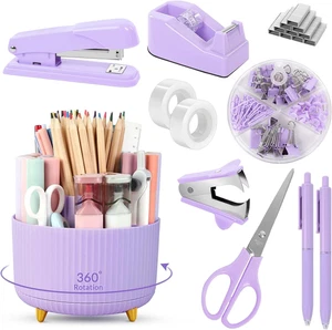 Purple Office Supplies Set, Purple Office Desk Accessories 10PCS, Pencil Holder  - Picture 1 of 12