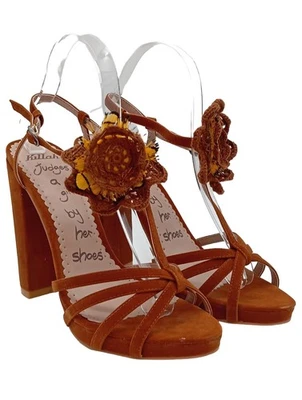 KILLAH Sandalias de tacón alto Mujeres Sandalias de tacón Talla EU 40 marrón - Imagen 1 de 4