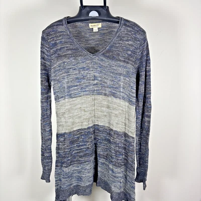 Suéter túnica One World manga larga cuello en V tonos azules, grises para mujer talla M Foto 1 de 4