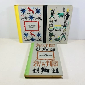 3 Lot Junior Deluxe Editions Treasure Island Grimm's Fairy Tales The Black Arrow - Picture 1 of 17