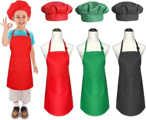 6 Pezzi Grembiule Regolabile per Bambini e Cappello Chef per Pittura Arte Cottura, Colorato  - Foto 1 di 12