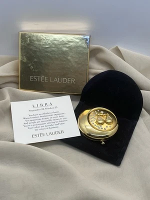 VINTAGE ESTEE LAUDER ZODIAC SIGN GOLD COMPACT PRESSED POWDER LIBRA NEW IN BOX - Image 1 of 4