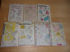 LOT 7 VTG BABY INFANT CLOTHES PATTERNS LAYETTE CHRISTENING ADVANCE SIMPLICITY - Picture 1 of 6
