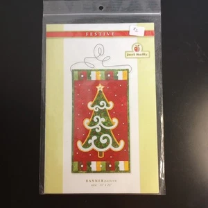 Christmas Tree Festive Holiday Quilt Pattern Applique Sewing Banner - Picture 1 of 6