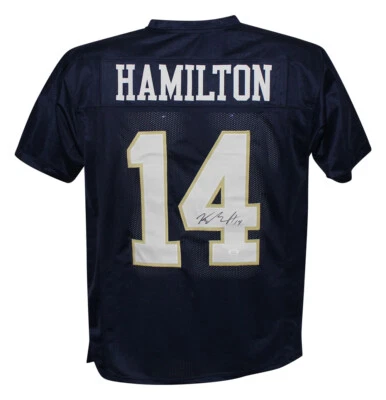 Kyle Hamilton Autographed/Signed College Style Blue XL Jersey JSA 38915 - Image 1 of 3