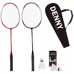 Badminton 2 Schläger & Federbälle Set Profi Erwachsene Kinder Set Spiel Garten - Bild 1 von 9