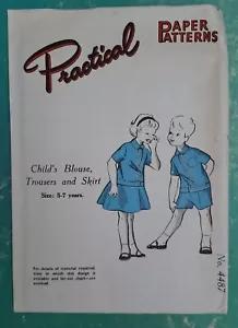 1950s Practical Paper Sewing Pattern Vintage Boys Girls Outfit 5 - 7 yrs - Picture 1 of 2