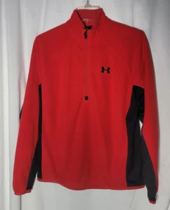 Under Armour Pullover Red/Black Fleece 1/4 Zip Mock Neck Sweatshirt Men's S - Picture 1 of 6