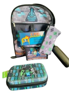 NWT Minecraft Backpack & Lunch Box, Pencil Case, Water Bottle School Bag Set NEW - Picture 1 of 18