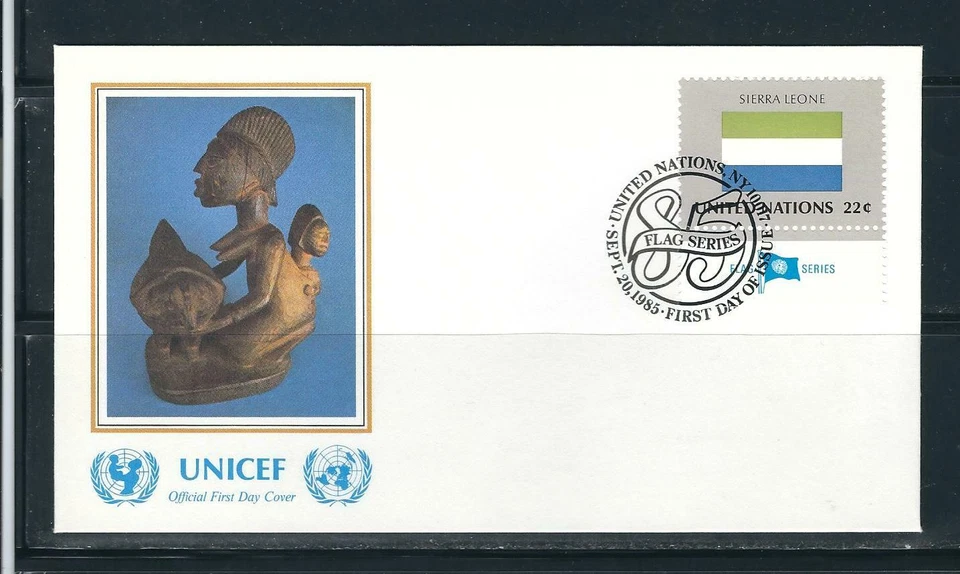 United nations. Flag Series SC # 464 Sierra Leone FDC. Unicef Paintings, Art - Image 1 of 1