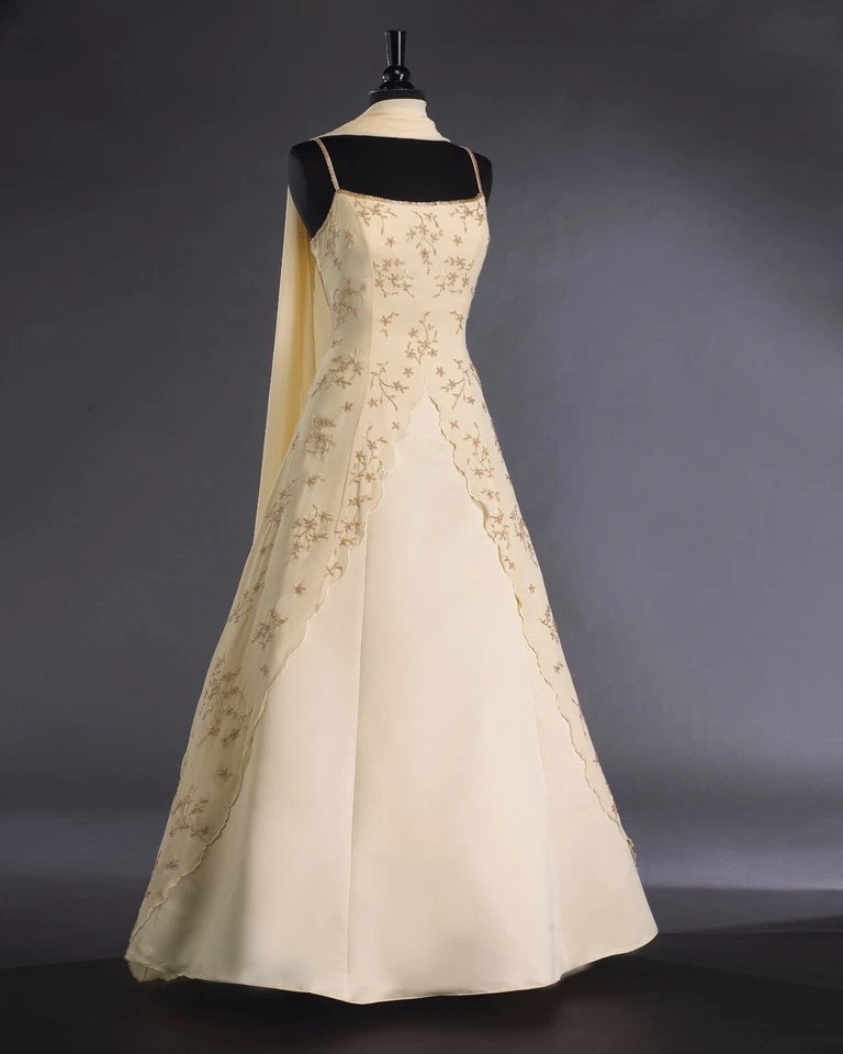 Vestido Largo Jasdee Correa de Espagueti Cuentas Trabajo a Mano Estilo Gasa SH136 Foto 1 de 1