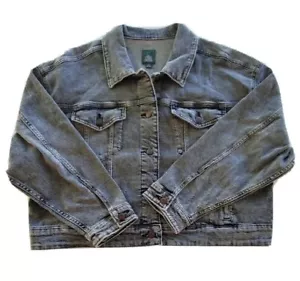 Wild Fable Cropped Denim Jean Jacket Gray/Off Black Size L New without Tags - Picture 1 of 14