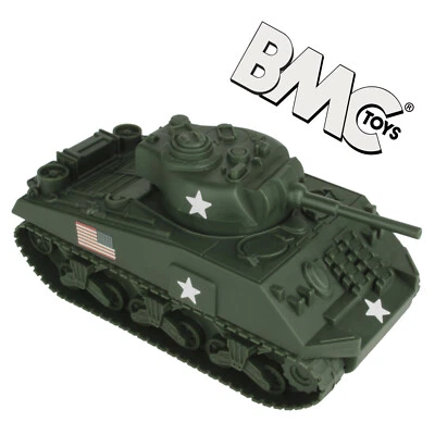BMC WW2 Sherman M4 Tank Dark Green 1:32 Military Vehicle for Plastic Army Men - Image 1 of 4